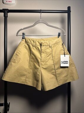High-Waist Khaki Tailored Shorts